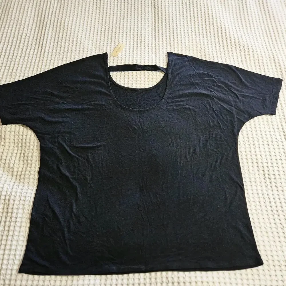 NWT Cacique Sleepwear Women's Size 18/20 Black Cotton Sleep Lounge Shirt - Picture 4 of 8